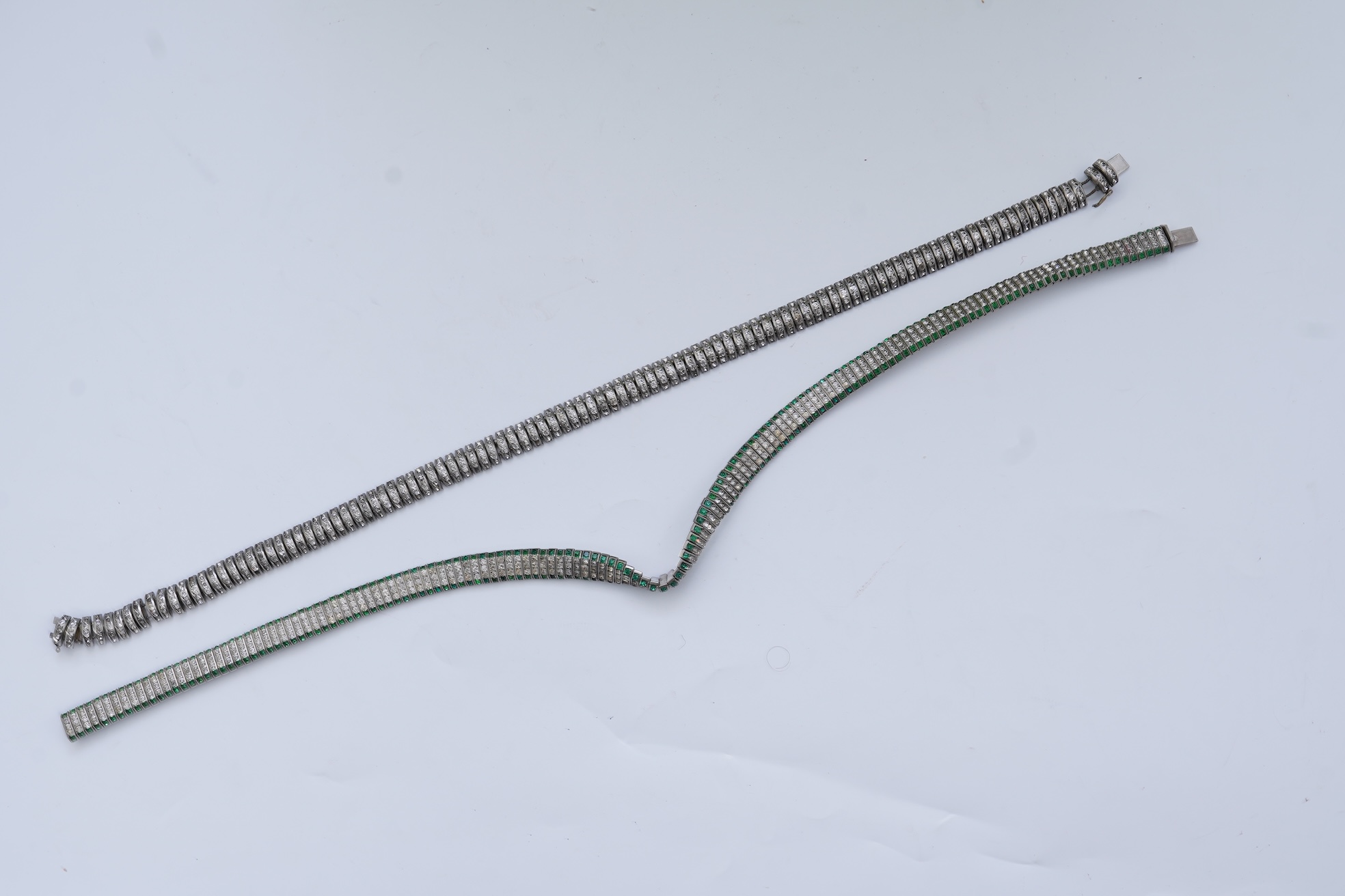Two Art Deco paste necklaces, mid 20th century
